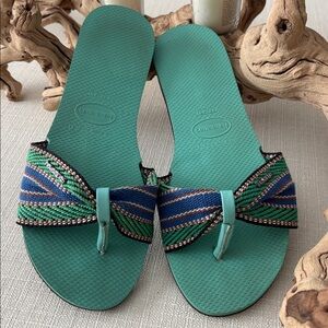 Havaianas St Tropez Fita/ St Tropez Fita Green Thong Sandals